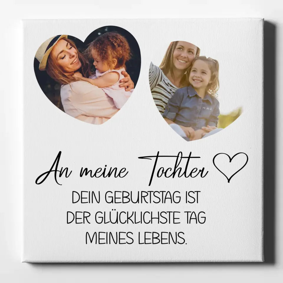 Personalisierte Leinwand Mama für Muttertag mit 2 Fotos und Wunschtext