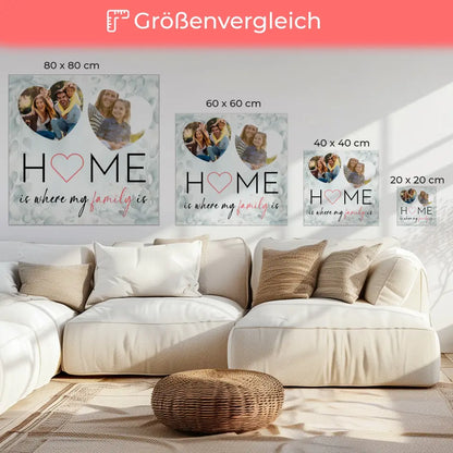 Personalisierte Foto Leinwand Familie mit 2 Fotos und Wunschtext