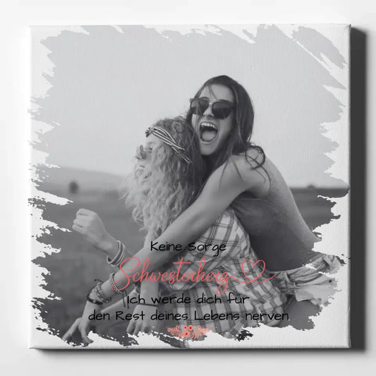 Personalisierbare Foto Leinwand für Schwester Mit Foto und Wunschtext