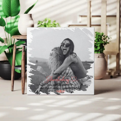 Personalisierbare Foto Leinwand für Schwester Mit Foto und Wunschtext