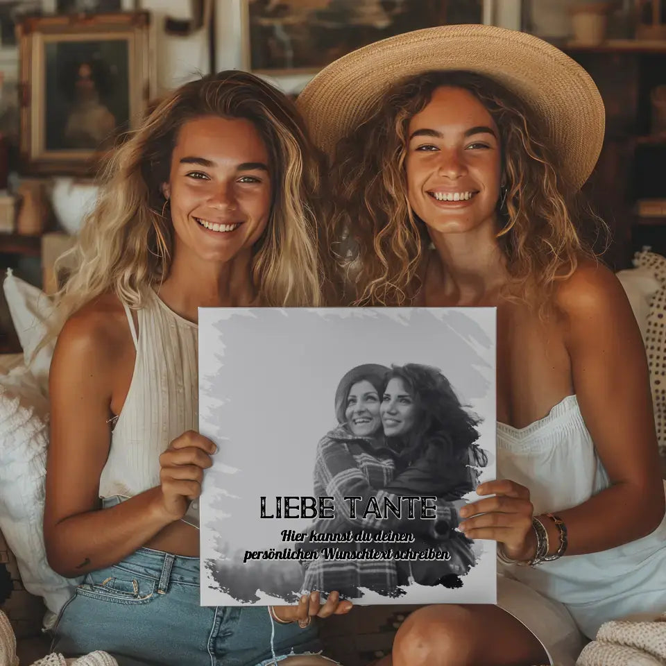 Personalisierbare Foto Leinwand Tante 1 Foto & Wunschtext