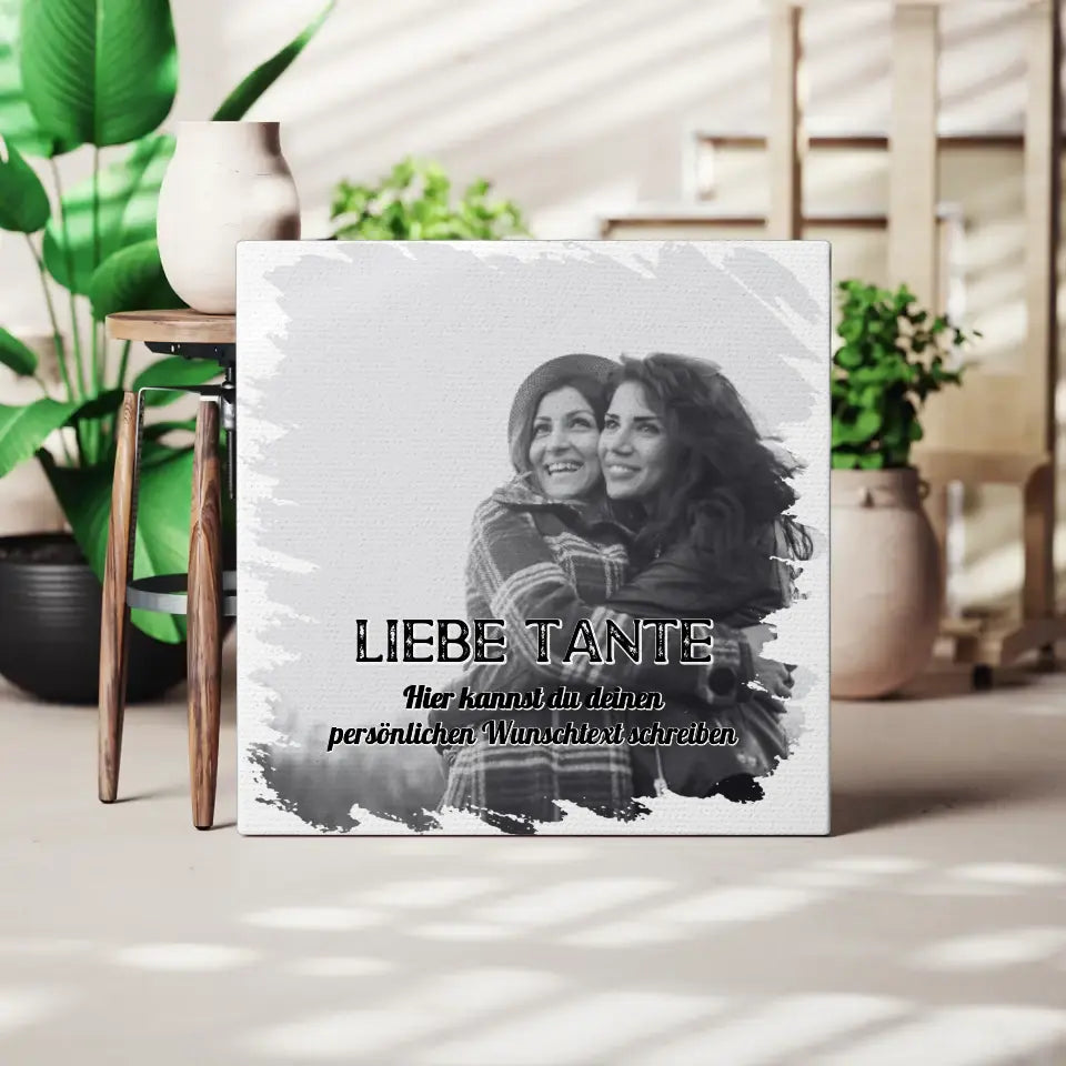 Personalisierbare Foto Leinwand Tante 1 Foto & Wunschtext