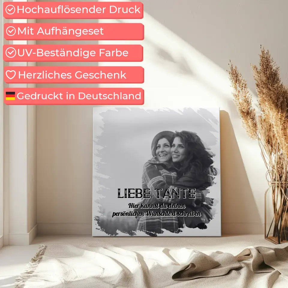 Personalisierbare Foto Leinwand Tante 1 Foto & Wunschtext