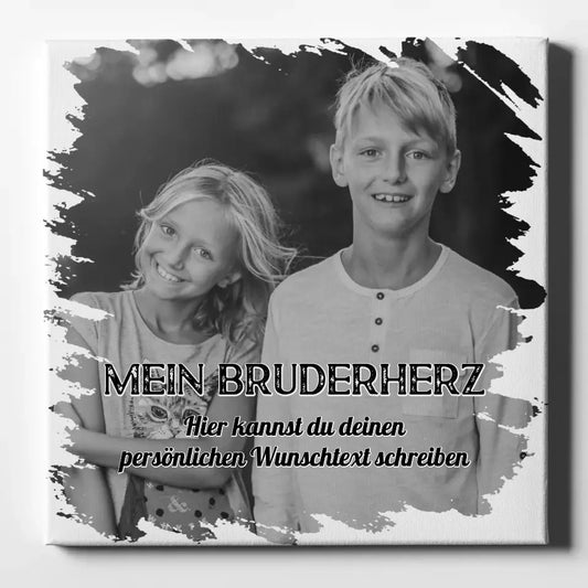 Bruder Fotocollage Leinwand personalisiert für 1 Foto & Wunschtext