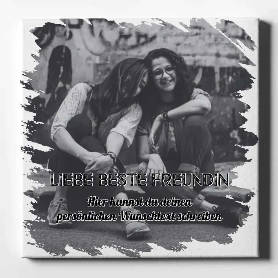 Beste Freundin Fotocollage Personalisierte Leinwand Besties mit Wunschtext
