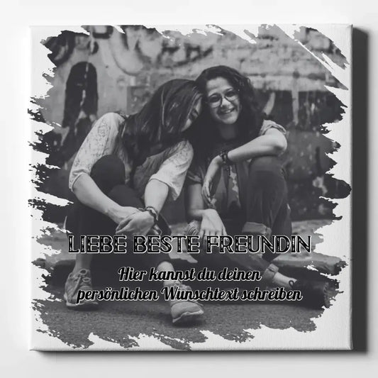 Beste Freundin Fotocollage Personalisierte Leinwand Besties mit Wunschtext