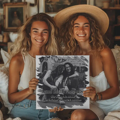 Beste Freundin Fotocollage Personalisierte Leinwand Besties mit Wunschtext
