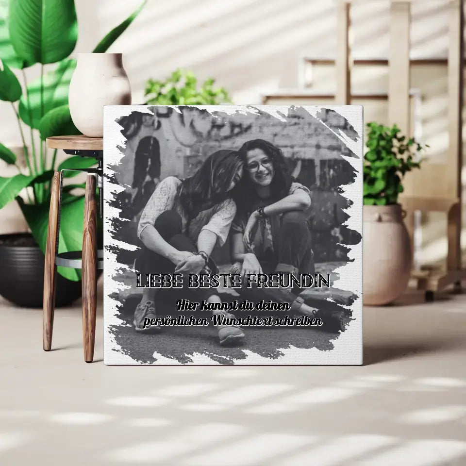 Beste Freundin Fotocollage Personalisierte Leinwand Besties mit Wunschtext