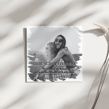 Schwester Fotocollage Leinwand Zum Geburtstag 1 Foto & Wunschtext