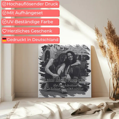 Beste Freundin Fotocollage Personalisierte Leinwand Besties mit Wunschtext
