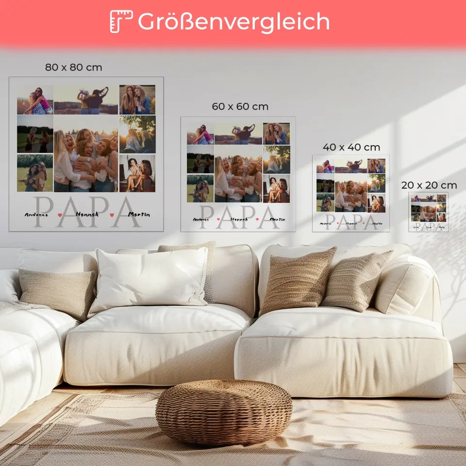 Papa Fotocollage Personalisierte Leinwand zum Vatertag für 8 Fotos