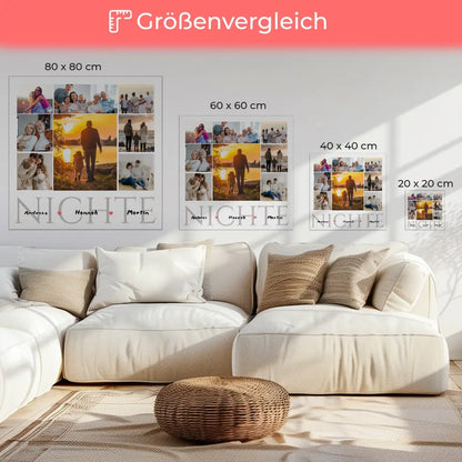 Nichte Leinwand Personalisiert Fotocollage 8 Fotos & Namen