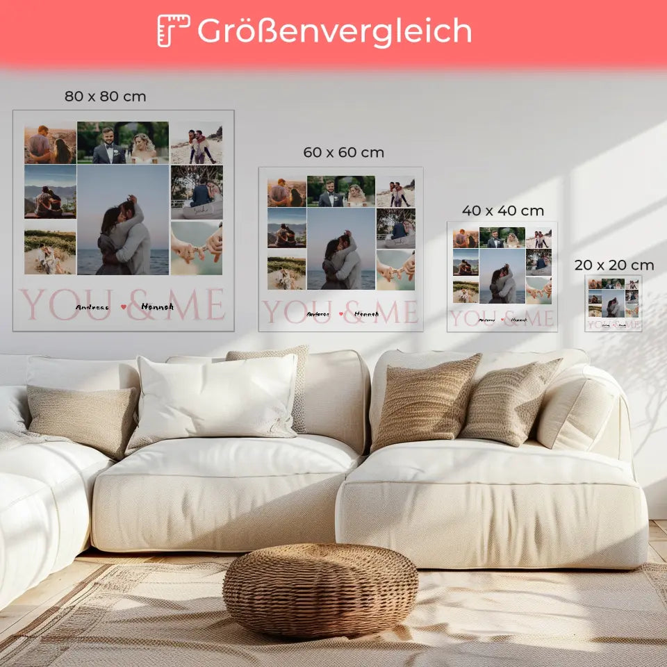 Verlobte Fotocollage Personalisierte Leinwand zur Verlobung Fotocollage 8 Fotos