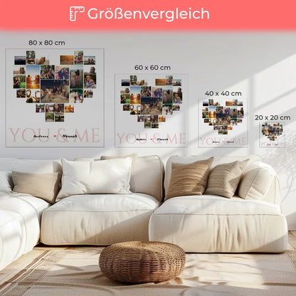 Fotocollage Leinwand für Verlobte zur Verlobung 24 Fotos & Namen