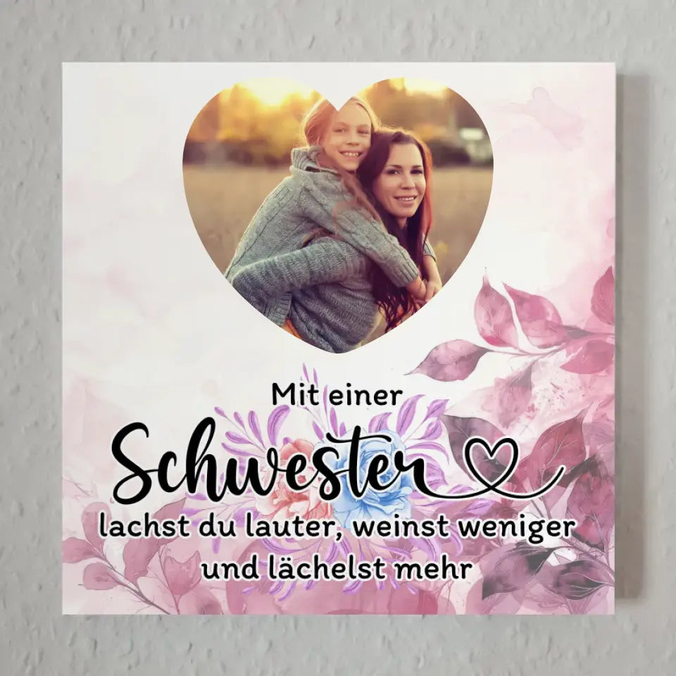 Magnet Fotoboard Schwester Zum Geburtstag für Herz Foto