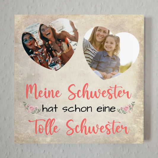 Fotoboard Schwester Zum Geburtstag mit 2 Fotos und Wunschtext