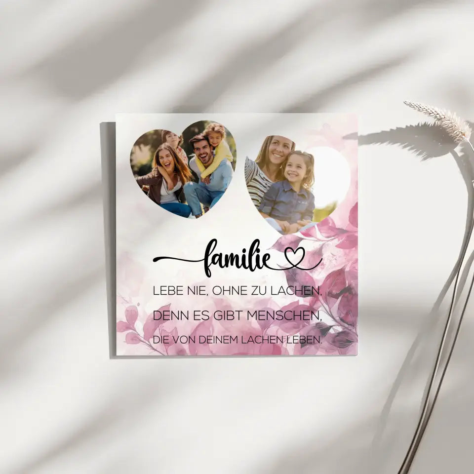 Fotoboard magnetisch Familie mit 2 Fotos und Wunschtext