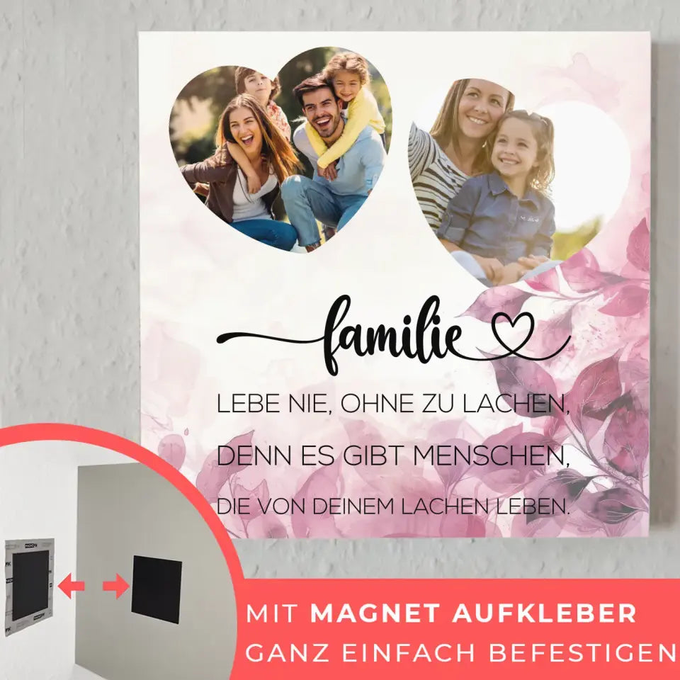 Fotoboard magnetisch Familie mit 2 Fotos und Wunschtext