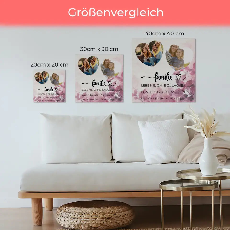 Fotoboard magnetisch Familie mit 2 Fotos und Wunschtext