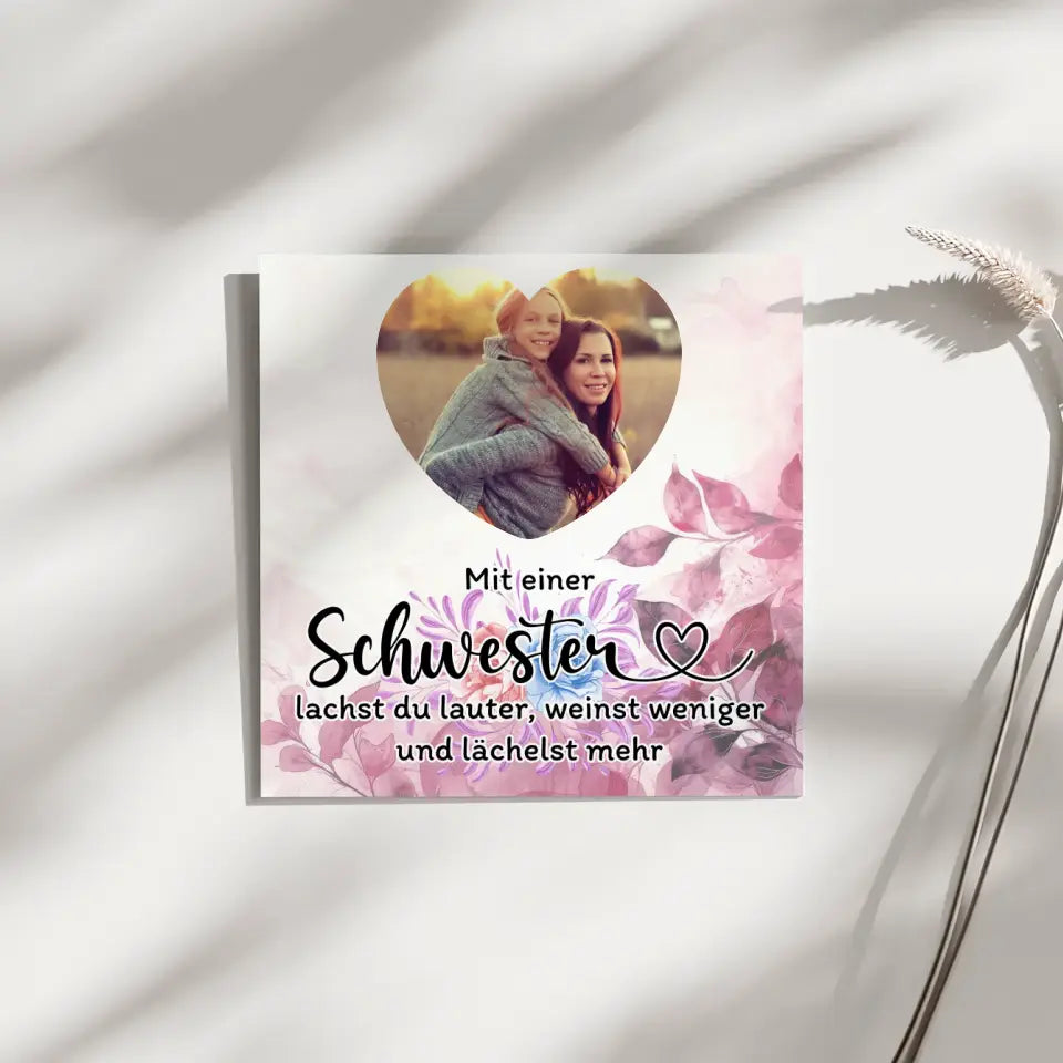 Magnet Fotoboard Schwester Zum Geburtstag für Herz Foto