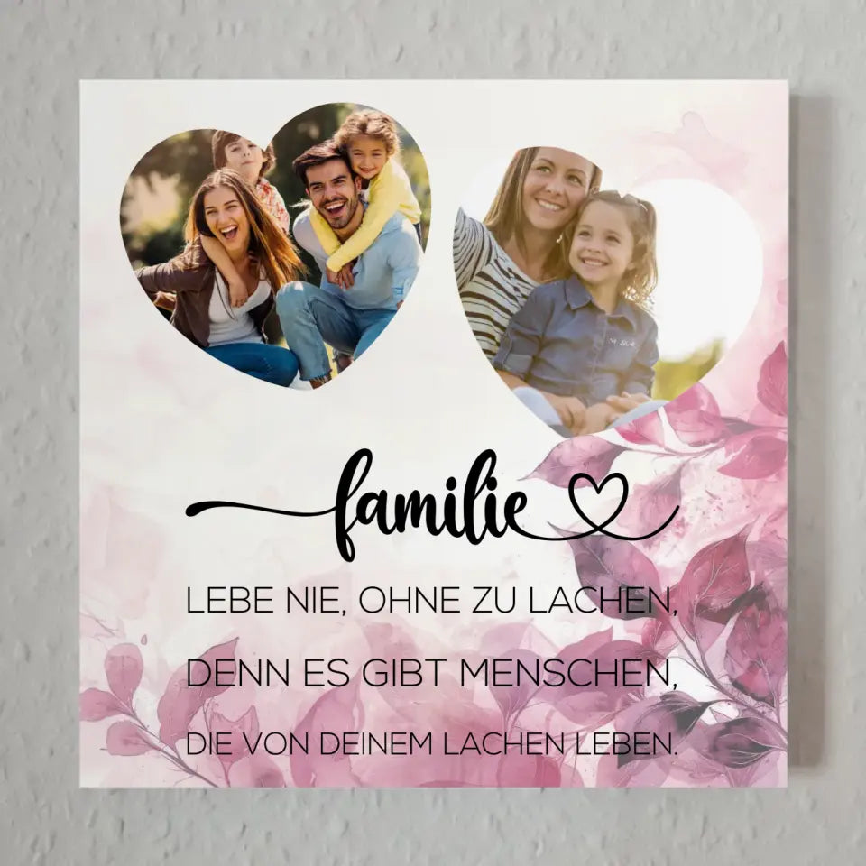 Fotoboard magnetisch Familie mit 2 Fotos und Wunschtext