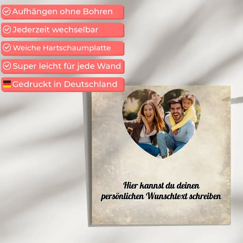 Personalisiertes Fotoboard Familie Mit Foto und Wunschtext