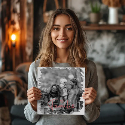 Magnetisches Wandbild Familie Mit Foto und Wunschtext