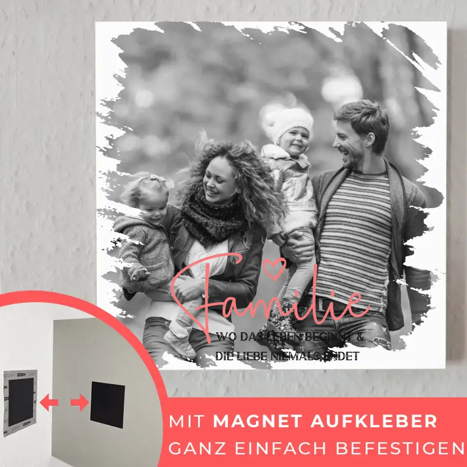 Magnetisches Wandbild Familie Mit Foto und Wunschtext