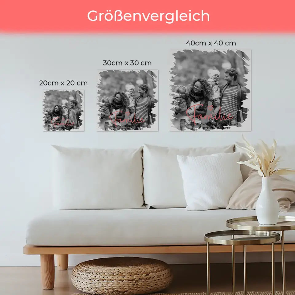 Magnetisches Wandbild Familie Mit Foto und Wunschtext