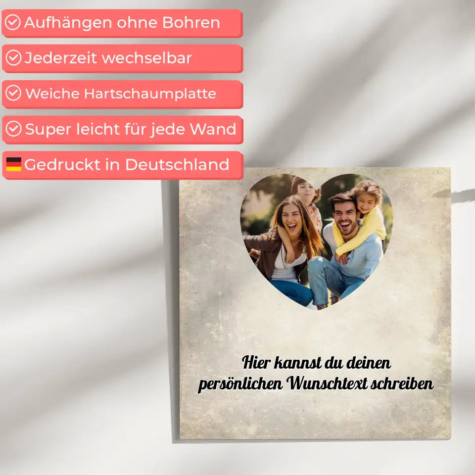 Personalisiertes Fotoboard Familie Mit Foto und Wunschtext