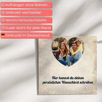 Personalisiertes Fotoboard Familie Mit Foto und Wunschtext