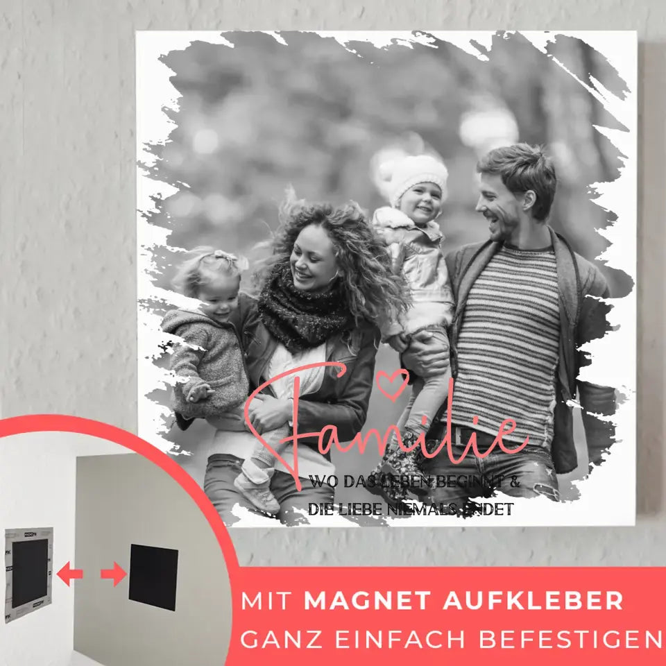 Magnetisches Wandbild Familie Mit Foto und Wunschtext