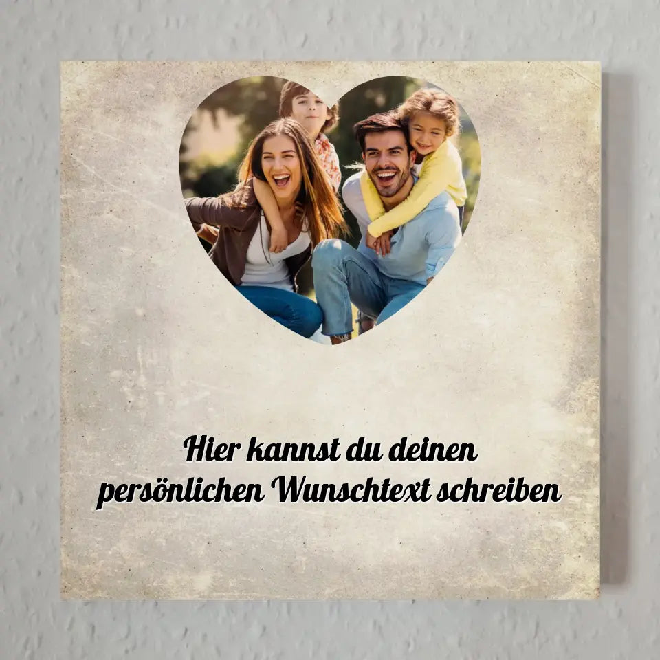 Personalisiertes Fotoboard Familie Mit Foto und Wunschtext