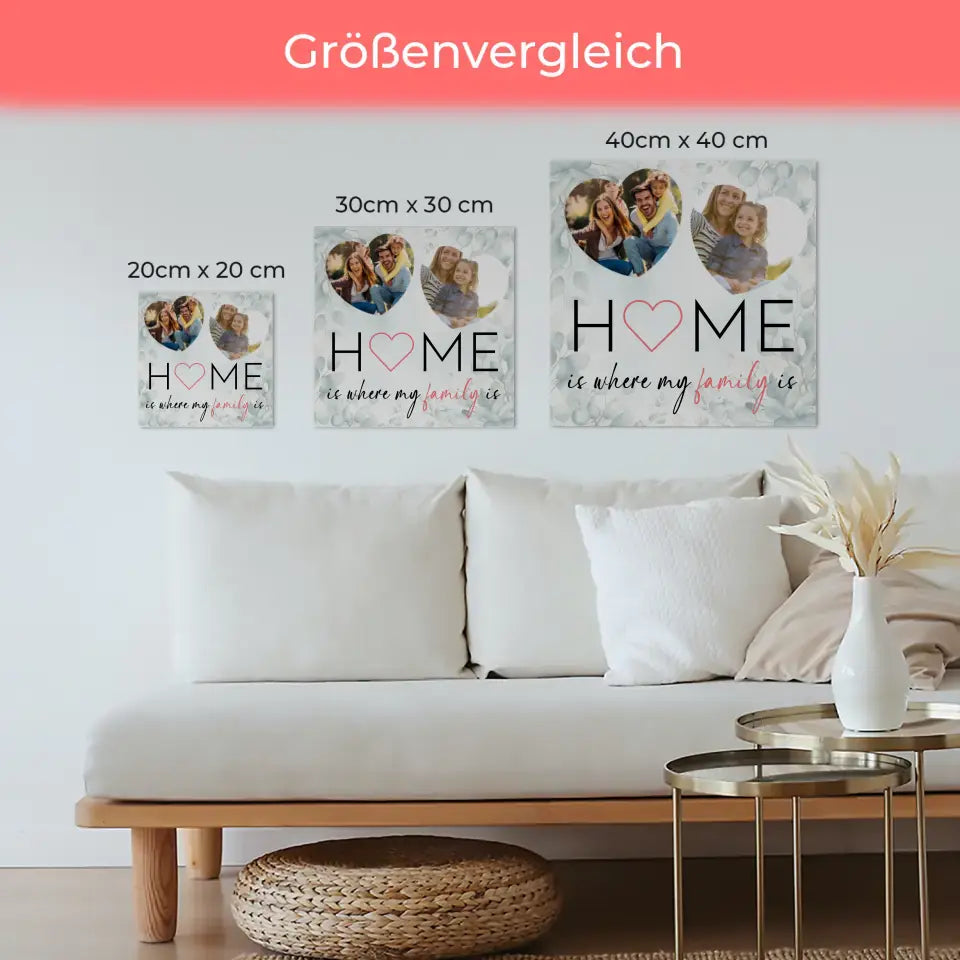 Magnetisches Fotoboard Familie mit 2 Fotos und Wunschtext