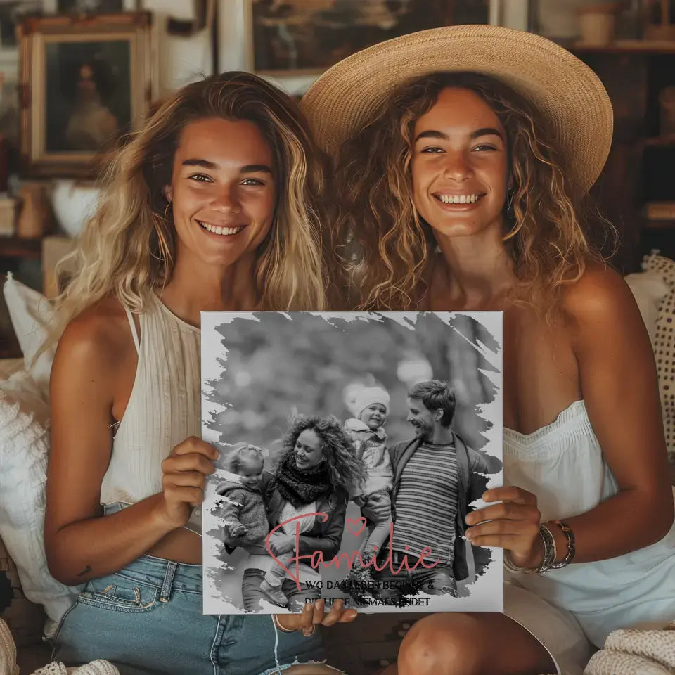 Magnetisches Wandbild Familie Mit Foto und Wunschtext