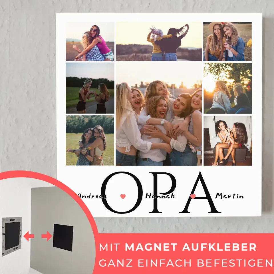 Foto auf Hartschaumplatte für Opa Fotocollage 8 Fotos & Namen