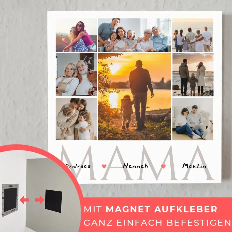 Magnetisches Fotoboard für für Muttertag Fotocollage 8 Fotos & Namen 4