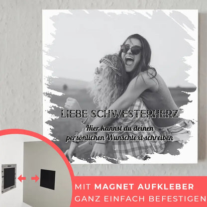 Fotoboard magnetisch Schwester Zum Geburtstag 1 Foto & Wunschtext