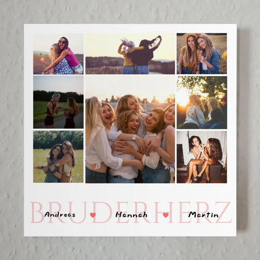 Personalisiertes Fotoboard Bruder Fotocollage 8 Fotos & Namen