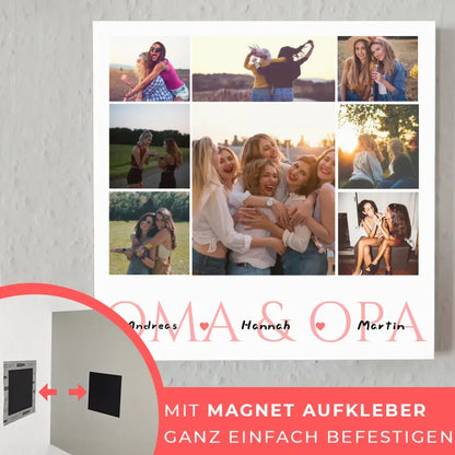 Fotoboard magnetisch für Oma Fotocollage 8 Fotos & Namen