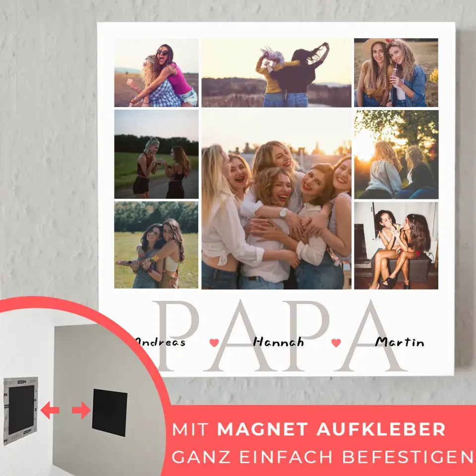 Magnet Fotoboard für zum Vatertag Fotocollage 8 Fotos & Namen