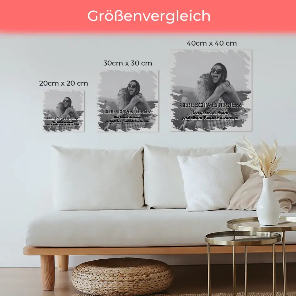 Fotoboard magnetisch Schwester Zum Geburtstag 1 Foto & Wunschtext