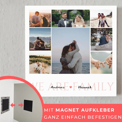 Magnetisches Wandbild Familie Fotocollage 8 Fotos & Namen