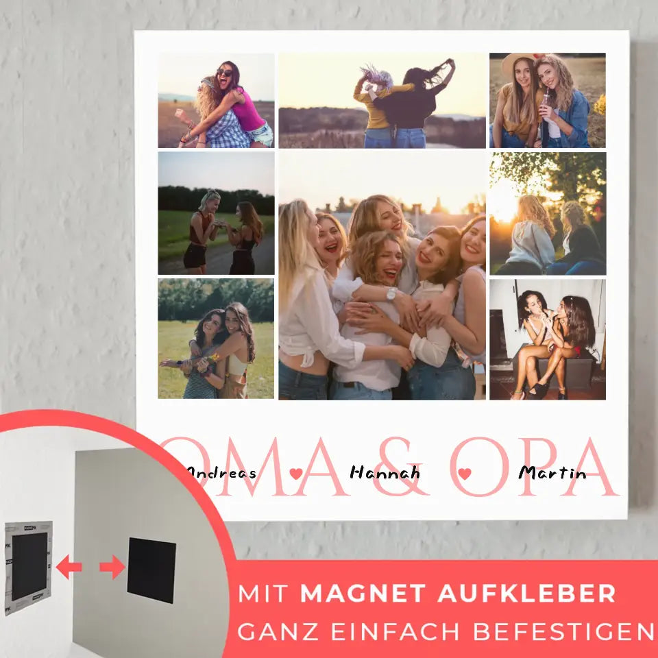 Fotoboard magnetisch für Oma Fotocollage 8 Fotos & Namen 10