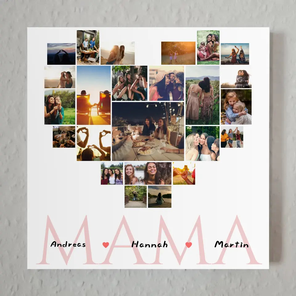 Fotocollage Herz Fotoboard Mama für Muttertag mit Namen