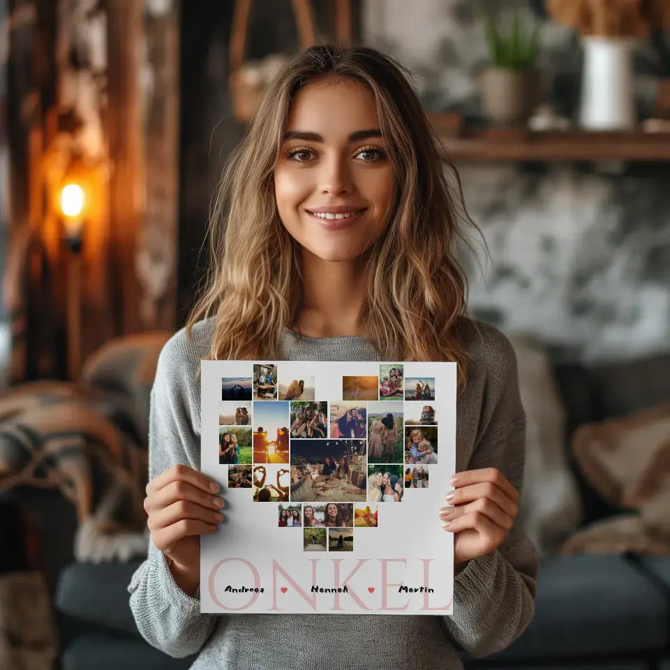 Fotocollage Personalisiert Fotoboard für besten Onkel mit Namen