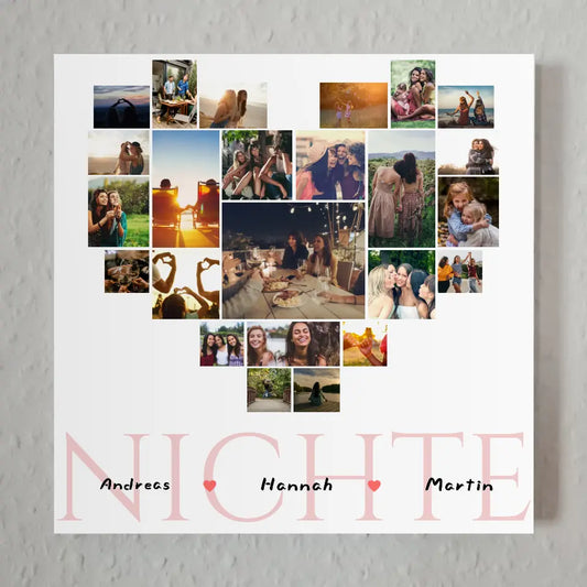 Fotocollage Herz Fotoboard magnetisch Nichte mit Namen