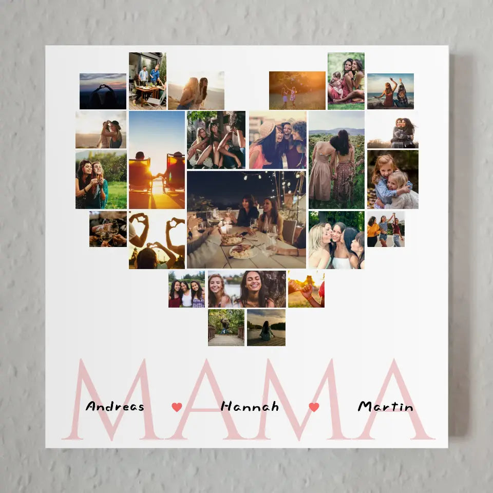 Fotocollage Herz Fotoboard Mama für Muttertag mit Namen