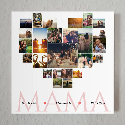 Fotocollage Herz Fotoboard Mama für Muttertag mit Namen