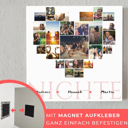 Fotocollage Herz Fotoboard magnetisch Nichte mit Namen